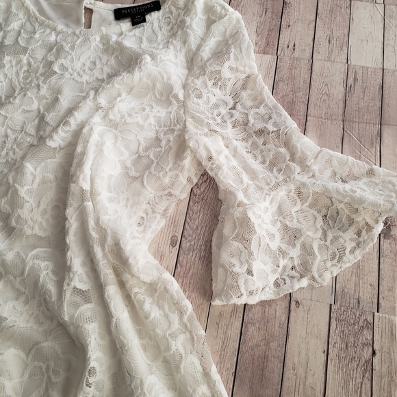 🌷Perceptions Petite white lace dress size medium - Picture 6 of 9